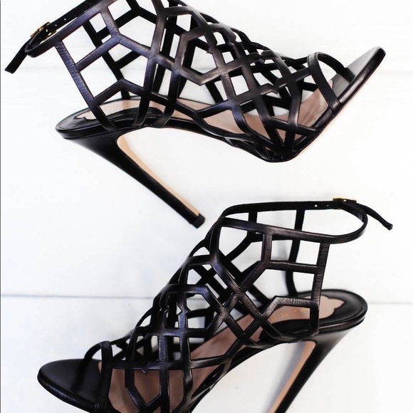 NEW!! Nour Jensen Italian Black leather heels🖤🖤 - Picture 1 of 8